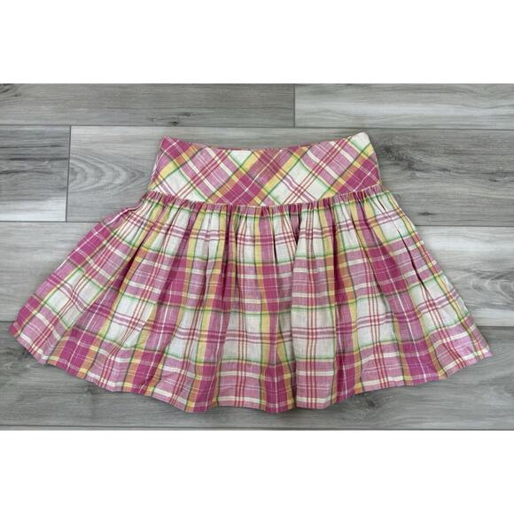 Vtg Y2K Ralph Lauren Rugby Linen Plaid Argyle Drop Waist Button Mini Skirt Sz 4‎ - Picture 4 of 7